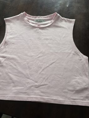 Zara Pale Pink Sleeveless Crop Tank